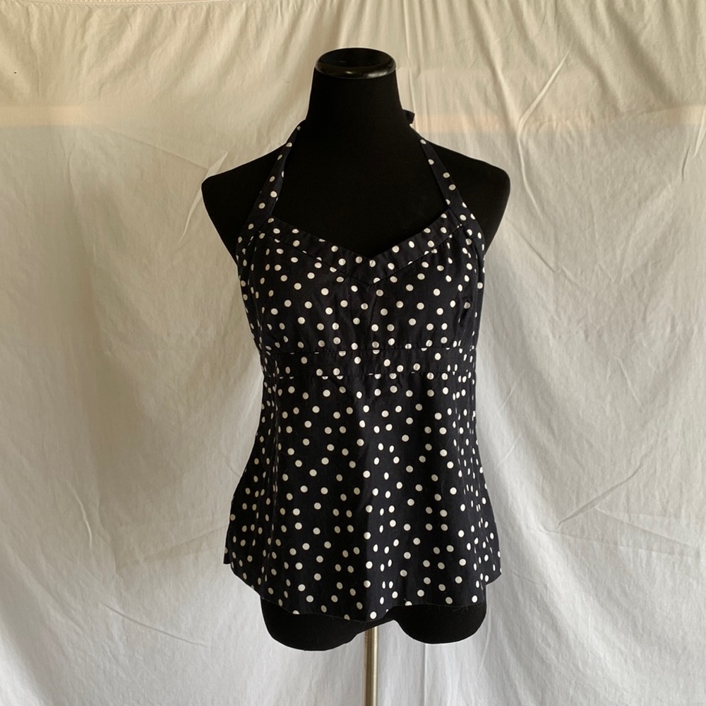 J. Crew Black/White Polka Dot Halter Top
